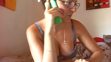 Nicoletta's slave on cell phone real phone call