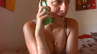 Nicoletta's slave on cell phone real phone call