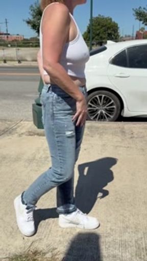 Publicly Soaking my Jeans, Walking Around Braless and Flashing