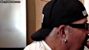 Moustached amateur goes all in with a hungry bj and tongue action, busted by a very secret camera