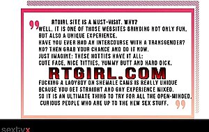 Big cock big tits shemale jerking off online
