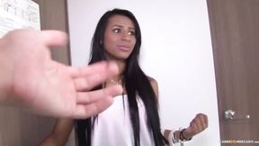 ”Brunette Latin First Timer Indira Uma Is Picked Up & Banged”