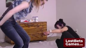 Sticky and sensual strip Spin the Bottle game that ends in a shower