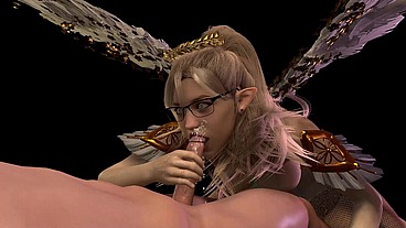 Sex with a Geeky Angel Girl Sucks Dick