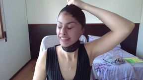 fetish black panty nylon encasement face during my live show