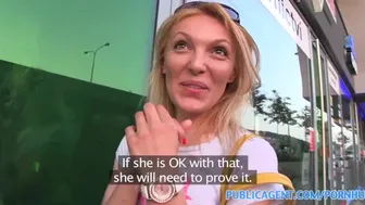 Czech babe Gina Monelli takes two cocks outdoors for a reality gig