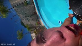 dripping wet and throat fucked beside the pool
