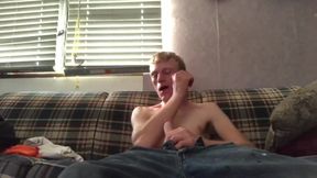 Twink self sucking on the couch