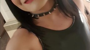 The little crossdresser in latex suit