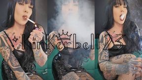 Chainsmoking sissy training with shiny tattooed goddess - Kinkerbell23