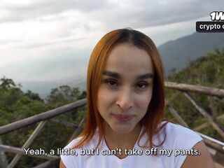 My excited STEPSISTER likes blowing me in the mountain! this babe likes my CUM! Abella Olsen