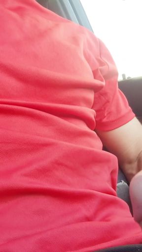 Emotional moment from "Man with big cock Masturbates unabashedly in Public: Car Exposure"