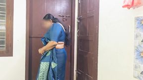Sexy Bhabi in Blue Saree, Removing Saree to Show Here Sexy Chubby Body. Big Boss and Ass