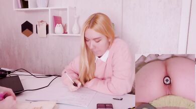 Helping my stepsister with homework but she's too distracted with vibro plug in her ass!