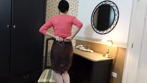 Layered nylons and dildo riding