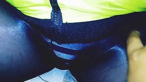 Hubby Comes Home and Blows His Load on My Stockings After a Footrub