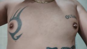 Showing Tattooed Breasts and Pierced Nipples - Squeezing and Touching Breasts - Tits Play