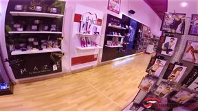 Big tit babe fucking in the sex shop with the clerk / Miriam Prado