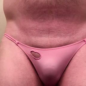 Stroking cock in step daughters pink thong