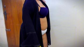 moroccan hot stepmom wear a bra hijab abaya & a panty then she sweep my room & try to seduced me