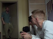 Stepdad and stepson fucked young friends in tight asses