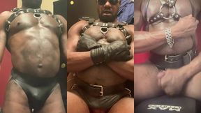 solo muscle leather chest harness encased titplay & horny wank