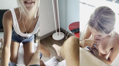 Curious Teen Step Sister Tries Giving Blowjob And Ends Up With A Facial!