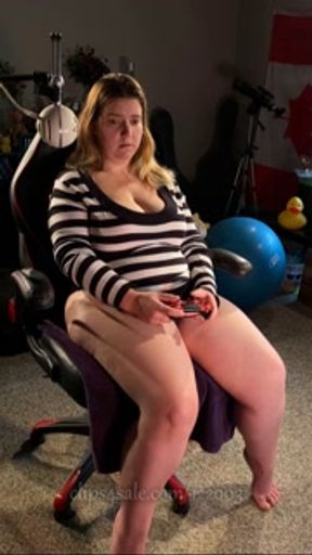 Sitting on a Vibrator and Edging While Playing a Videogame - Vibrating Panties - Two Orgasms