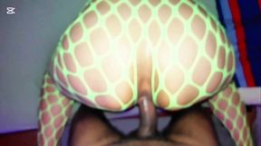 White babe takes it in the ass in interracial doggystyle