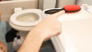 Hot Tiny Titties Dildo Banged Cleans Wc