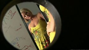 Horny blonde Jasmine Jolie sucks the dick in a changing room