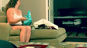 Step-son films his step-mom while grandpa is away, moaning yes please