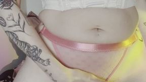 Teasing my body, nipples and touching my wet hairy pussy through my mesh panties!