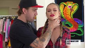 Pornstar Bryan Gozzling pounds Naomi Swann's big, tight ass in a hard