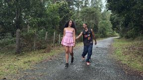 ebony milf fucks in the woods with a complete stranger