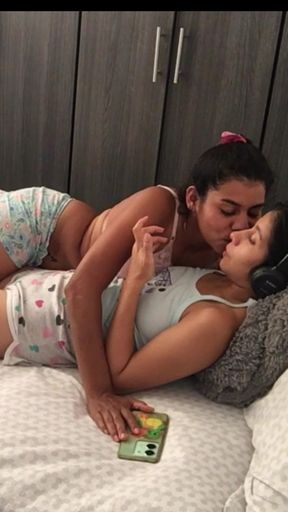 Hot latina lesbians fuck with harness.