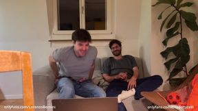 Straight friend helps gay bro jerking of