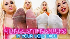 Serena & Sheila: 4 Disgusting, Stinky Socks for Your Ugly Slave Face - 4K UHD MP4