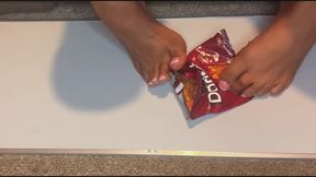 Goddess ASMR Crushing Chips Beneath Divine Feet