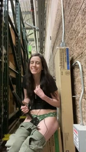 Using a store monitor to cum while working at Walmart