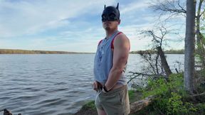 Asian Muscle God Strips Bare by the Lake - Ripped Physique on Full Display &amp; Massive Load