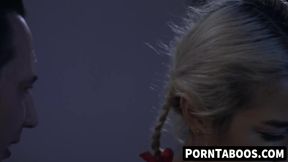 Petite blonde teen Avery Black gets deepthroat and fingered by Tommy Pistol's big dick