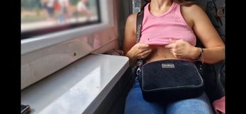 I flash my tits in public on the train