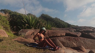 Busty Latina BRUNETTE got caught having fun at beach - Nati Roza
