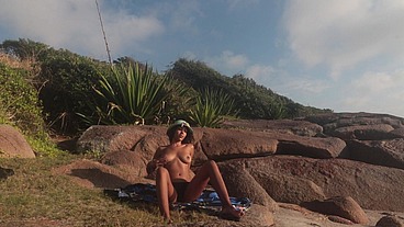 Busty Latina BRUNETTE got caught having fun at beach - Nati Roza