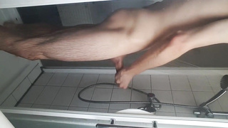 Shaving, jerking my young big cock ass spread boy 3