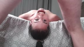 Swallowing my master's piss in two different camera angles while wearing a lip retractor