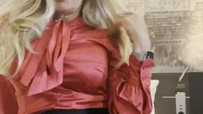 edging in satin blouse secretary office roleplay stockings