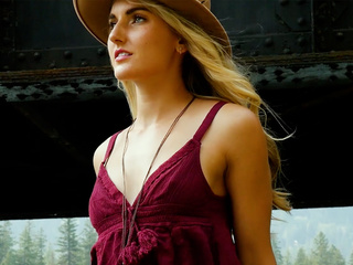 ”Sweet blonde musician posing outdoor & exposed stunning natural body”