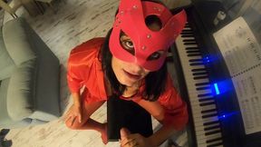 piano lesson seduction – red lingerie, deep pleasure & messy mouth finish